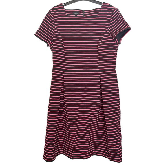 TALBOTS Pink Black Dress A Line Fit and Flare Size 12 Knee Length Midi Dress - Picture 1 of 6